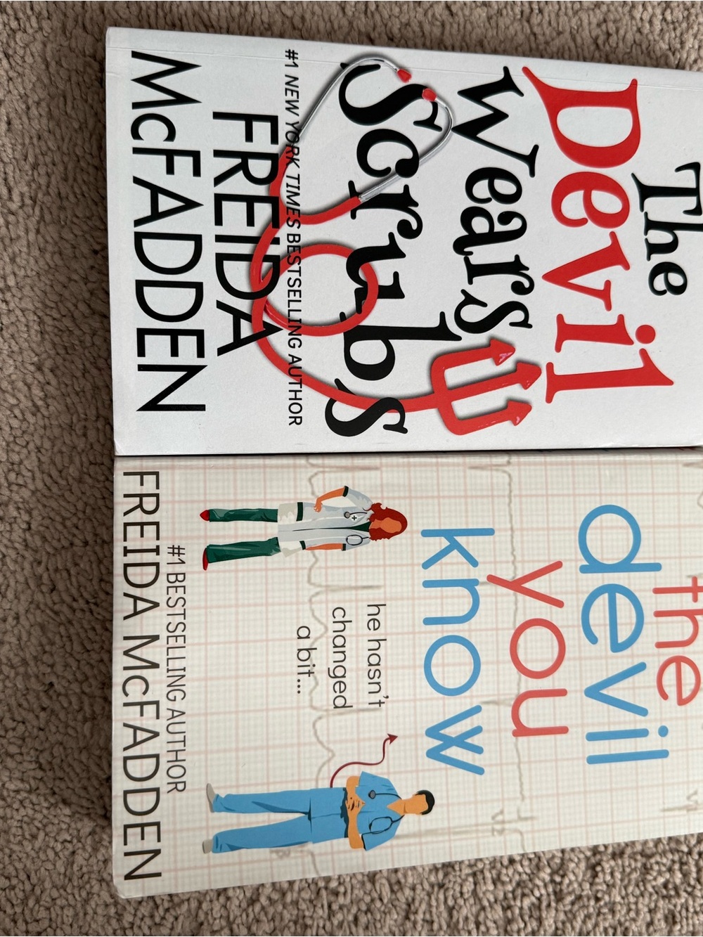 Freida McFadden The Devil Wears Scrubs & Devil You Know Book Bundle - some wear!
